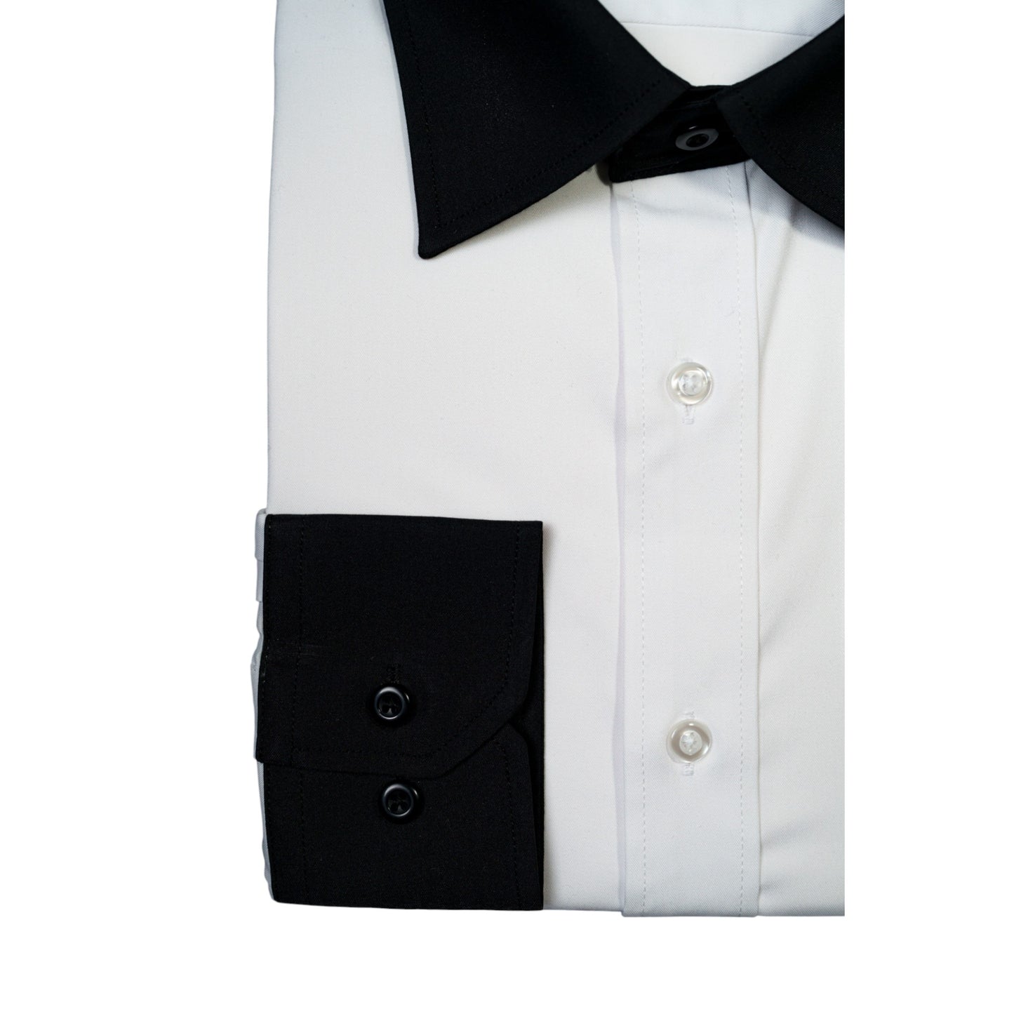 WHITE PANDA TUX SHIRT – BLACK COLLAR AND CUFFS