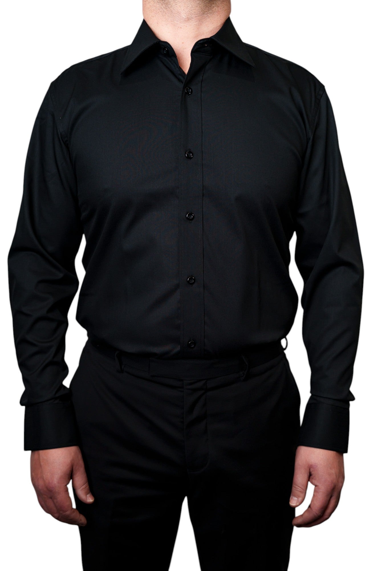 CLASSIC BLACK SHIRT – TAILORED FIT WITH ITALIAN COLLAR