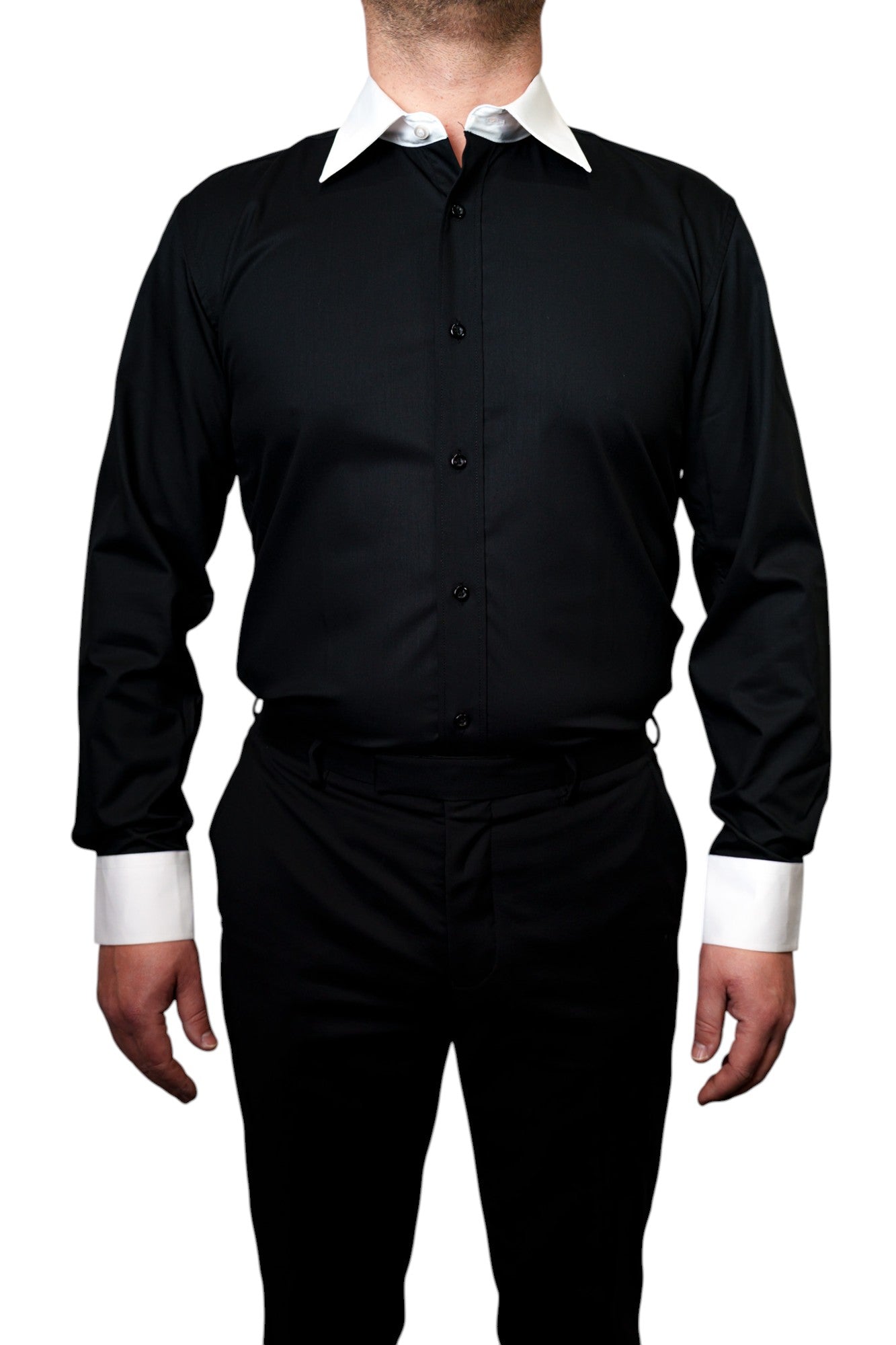 BLACK PANDA TUX SHIRT – WHITE COLLAR AND CUFFS