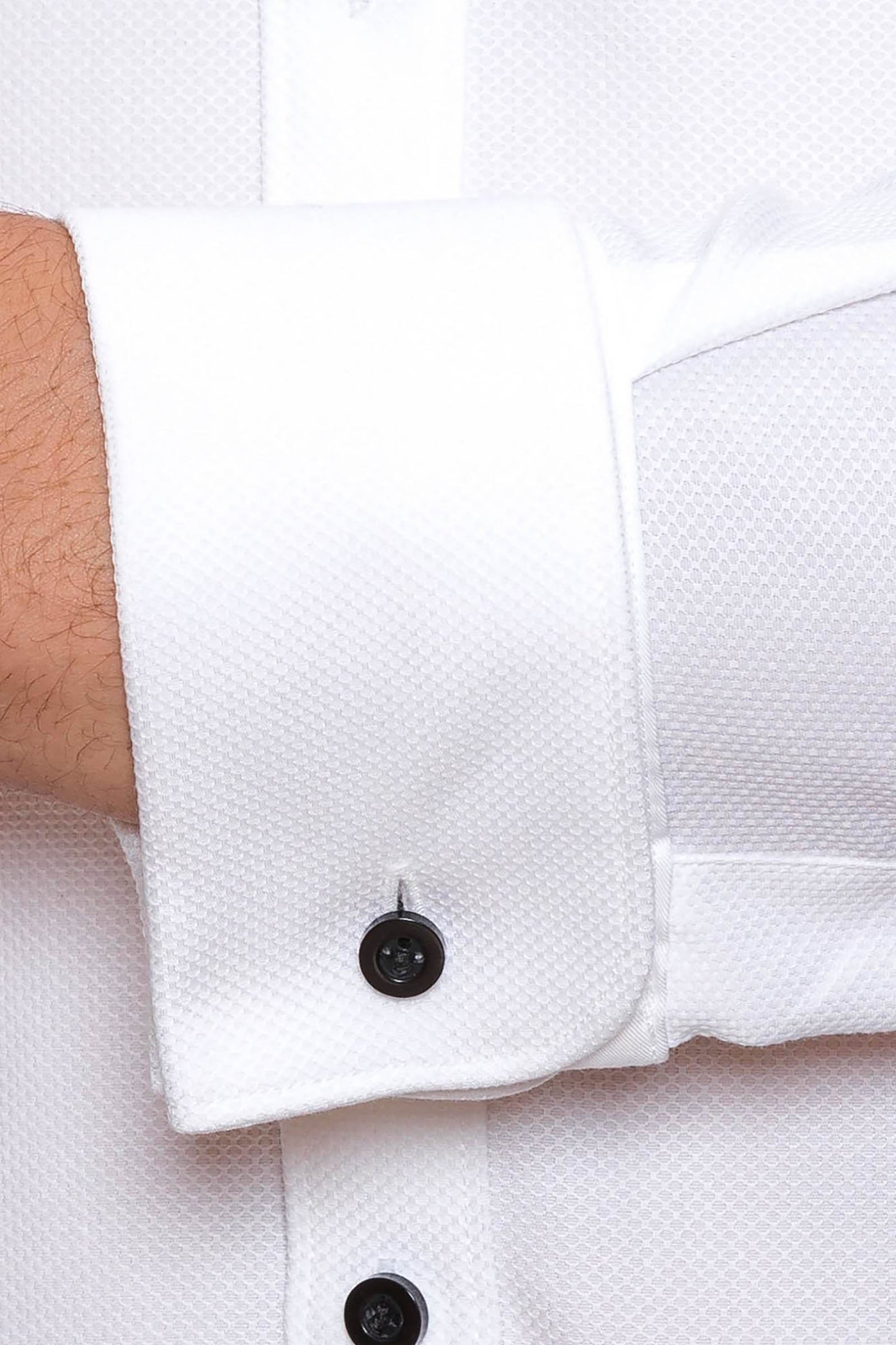 GIBSON SLIM FIT ARCHIE FRENCH CUFF CONTRAST BUTTON WHITE SHIRT