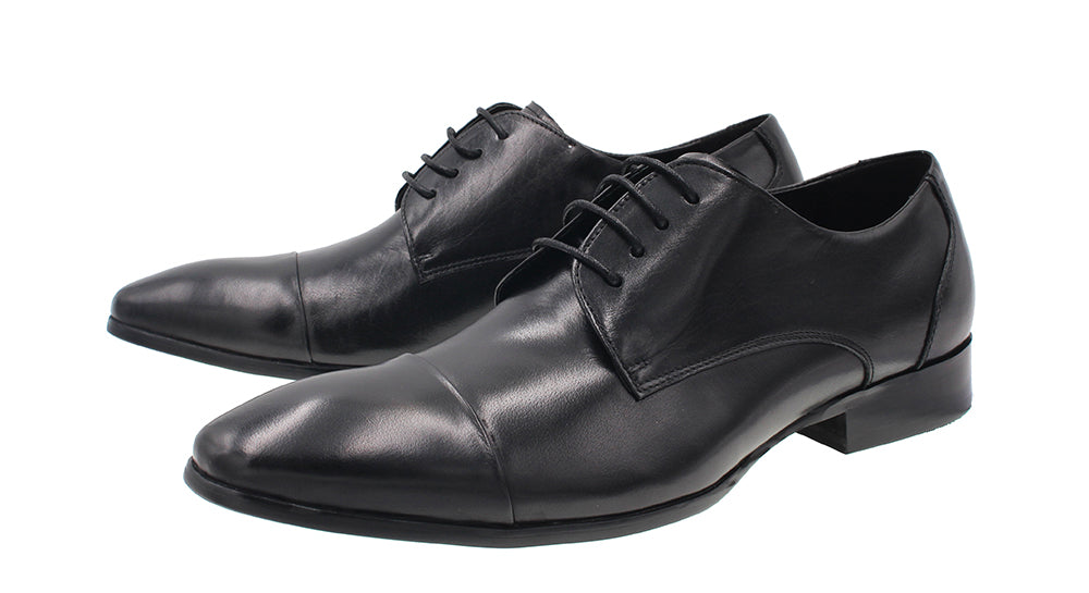 MARTINO BLACK LEATHER SHOE WITH LACES