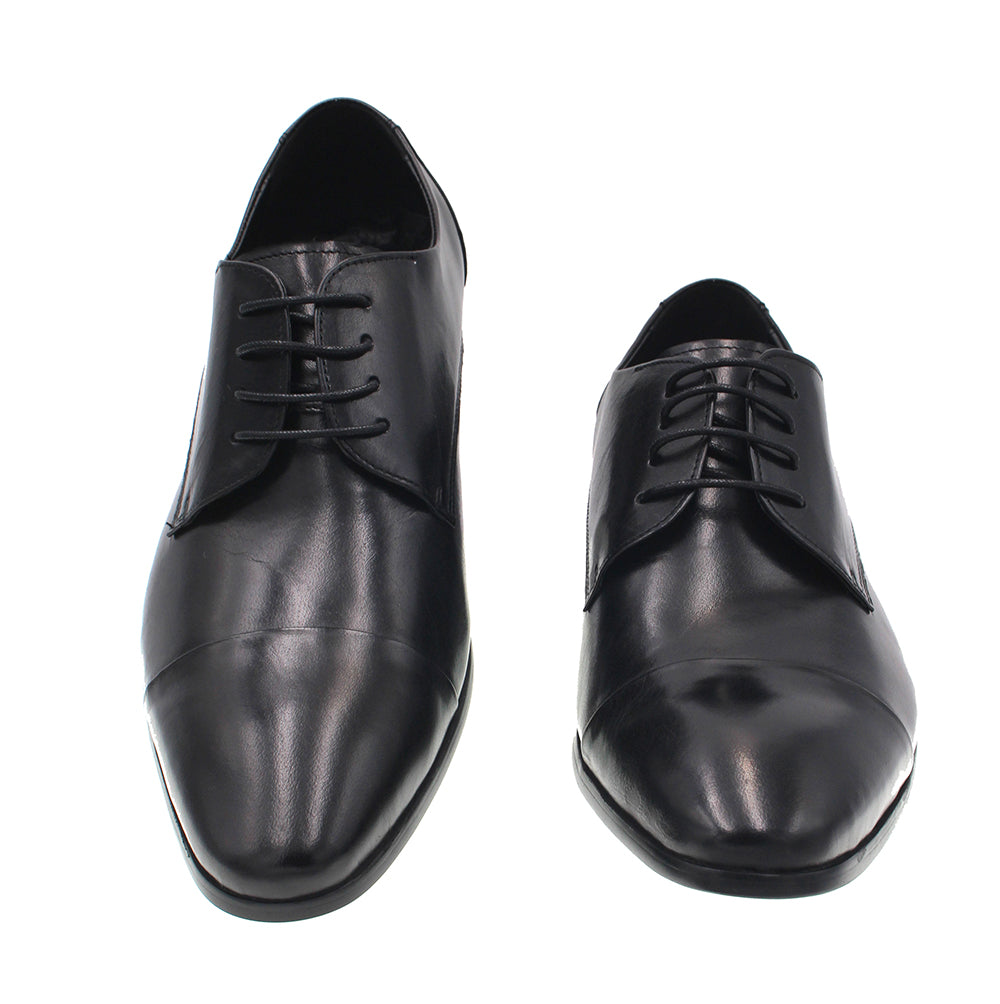 MARTINO BLACK LEATHER SHOE WITH LACES
