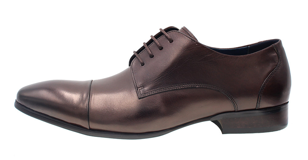 MARTINO BROWN LEATHER SHOE WITH LACES