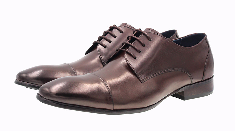 MARTINO BROWN LEATHER SHOE WITH LACES