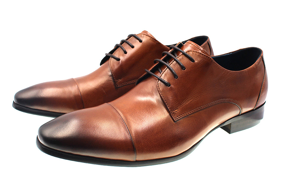 MARTINO TAN LEATHER SHOE WITH LACES
