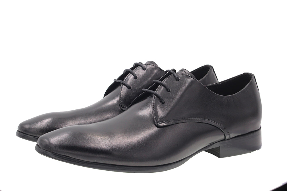 MARTINO BLACK LEATHER SHOE WITH LACES
