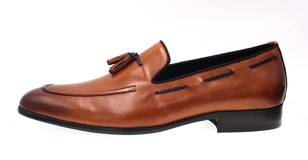 MARTINO BROWN LEATHER SHOE WITH TASSEL