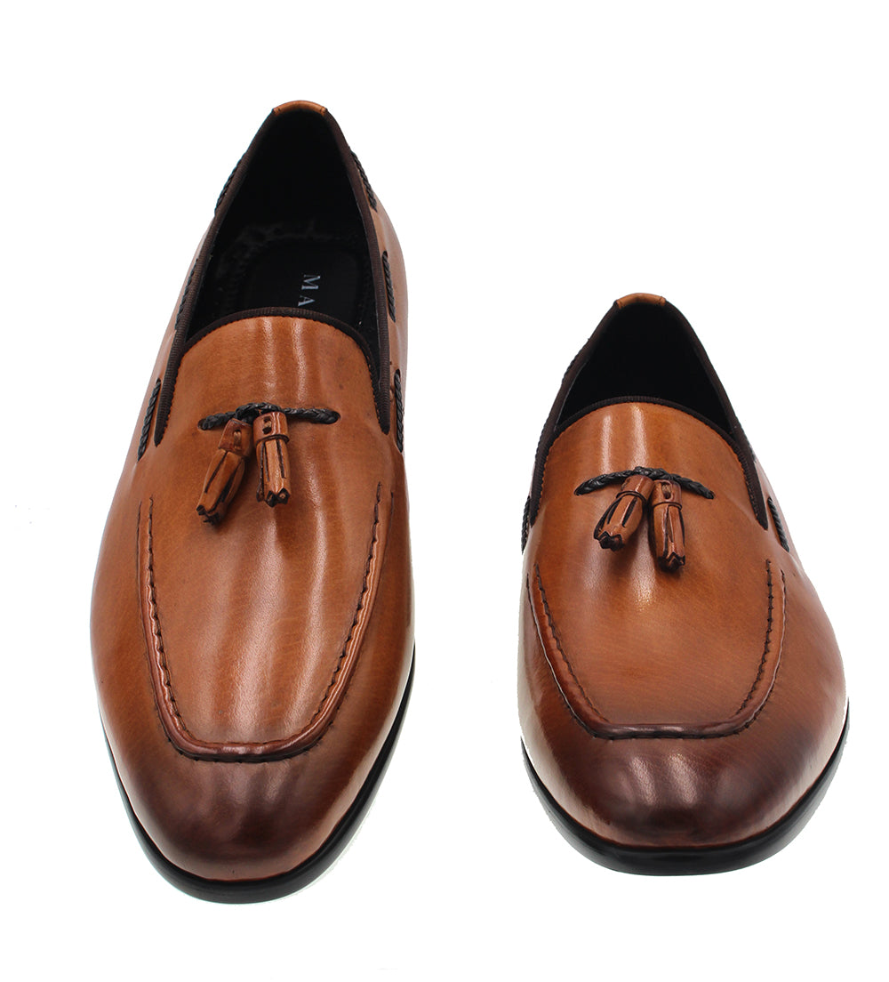 MARTINO BROWN LEATHER SHOE WITH TASSEL