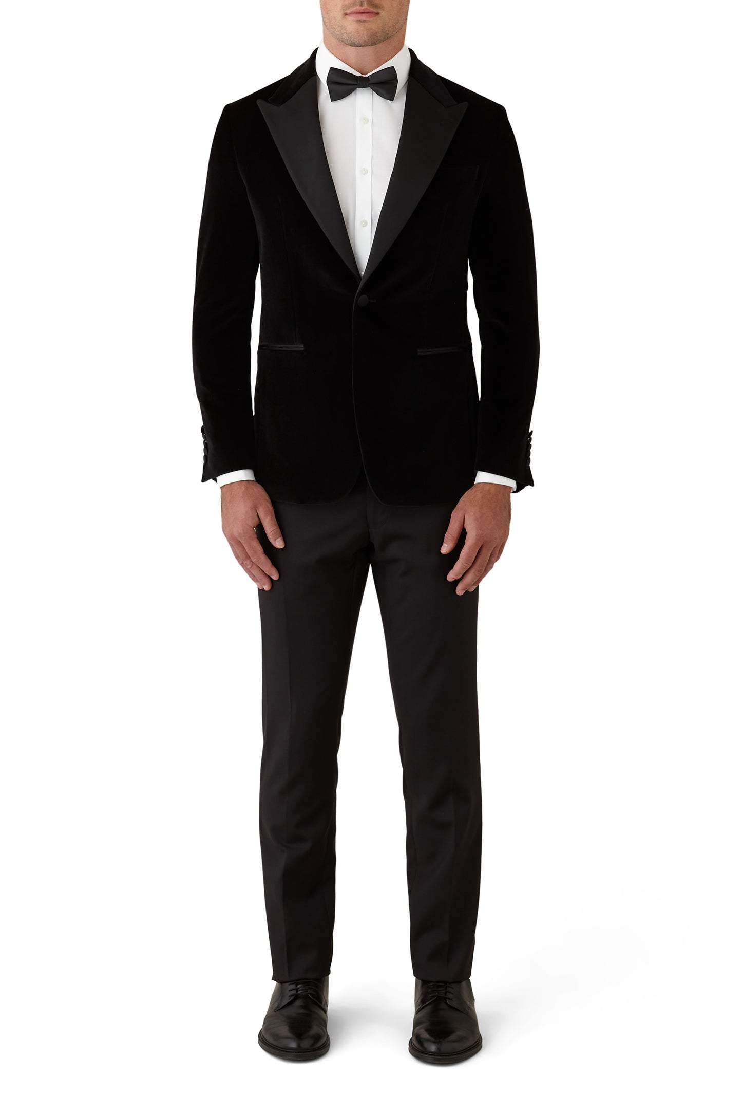 TGM SLIM FIT BARLOW VELVET JACKET - BLACK