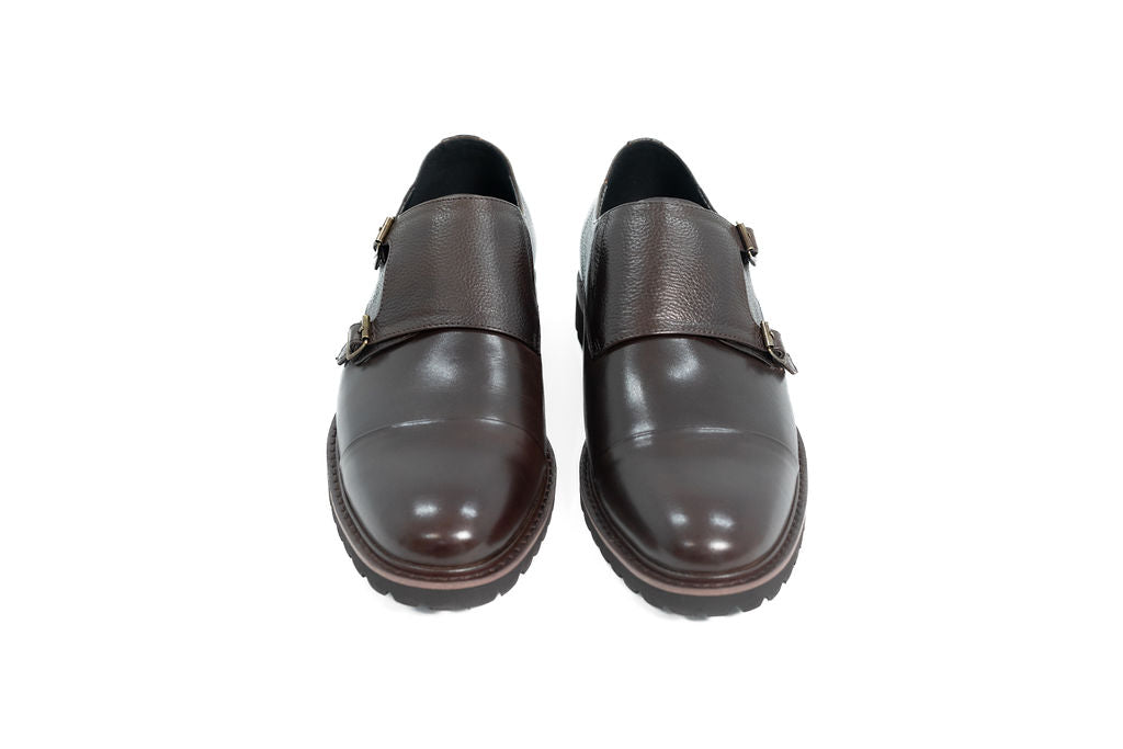 DIROTTA ITALIA BROWN DOUBLE MONK DERBY SHOES