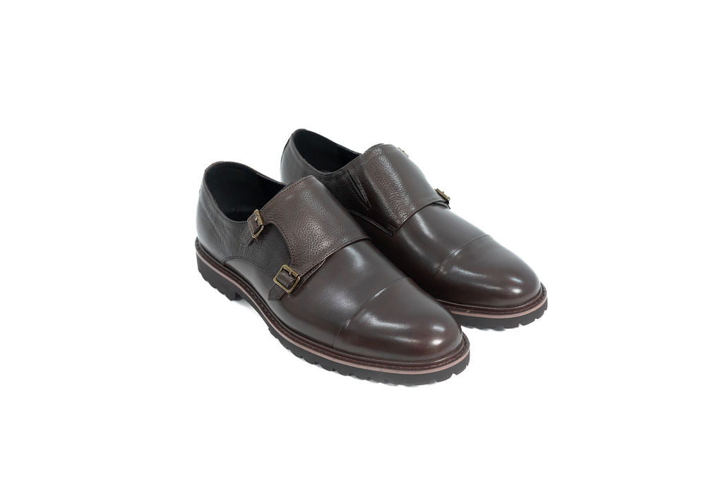DIROTTA ITALIA BROWN DOUBLE MONK DERBY SHOES