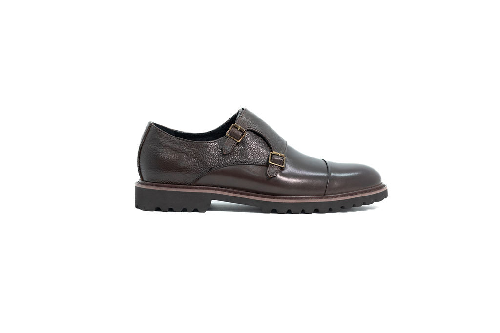 DIROTTA ITALIA BROWN DOUBLE MONK DERBY SHOES
