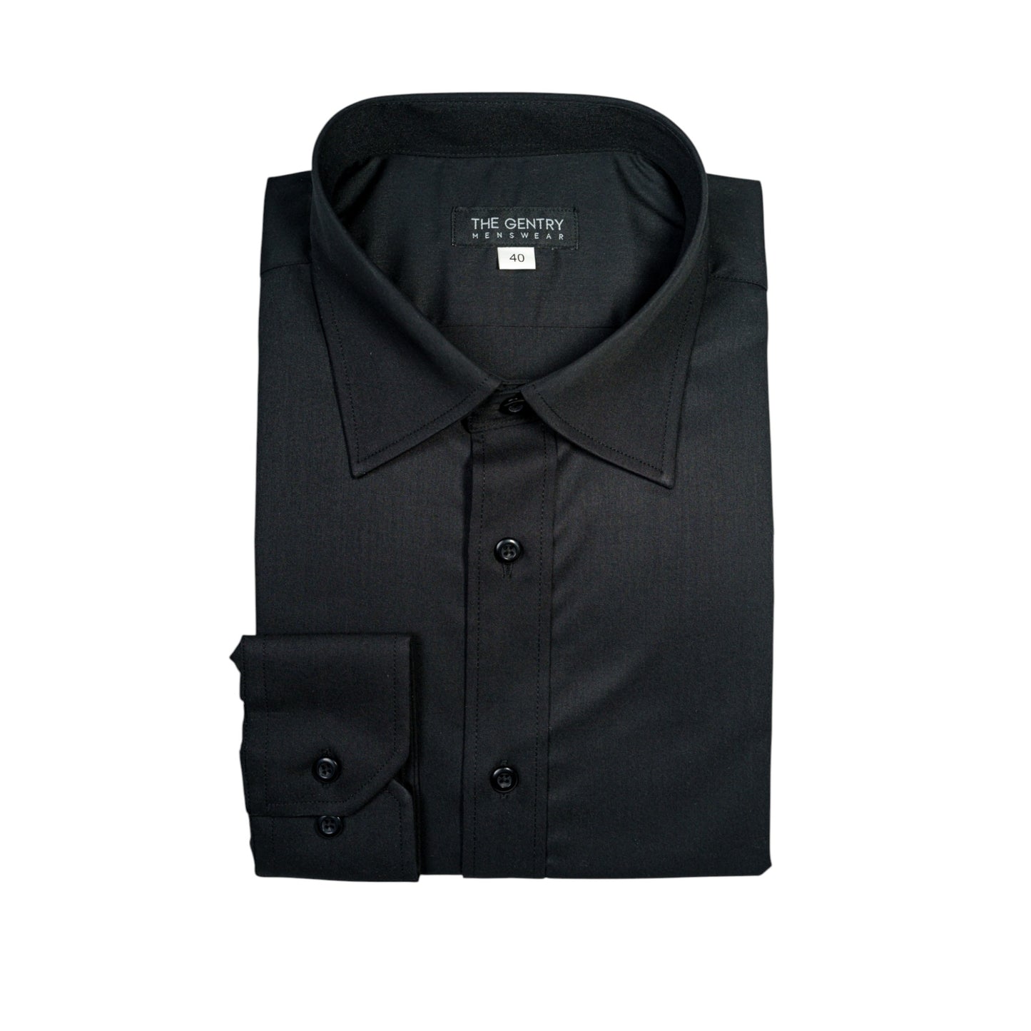 CLASSIC BLACK SHIRT – TAILORED FIT WITH ITALIAN COLLAR
