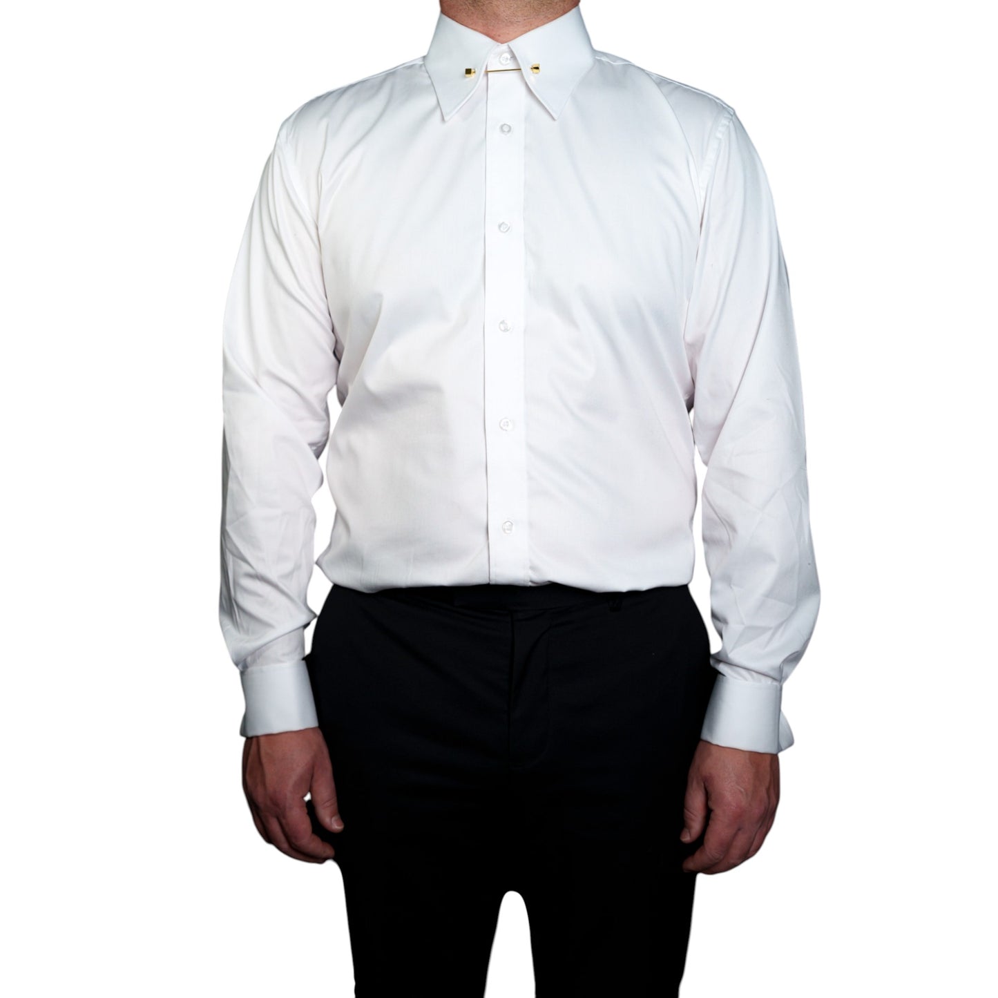POINT COLLAR DRESS SHIRT WITH COLLAR BAR LOOP