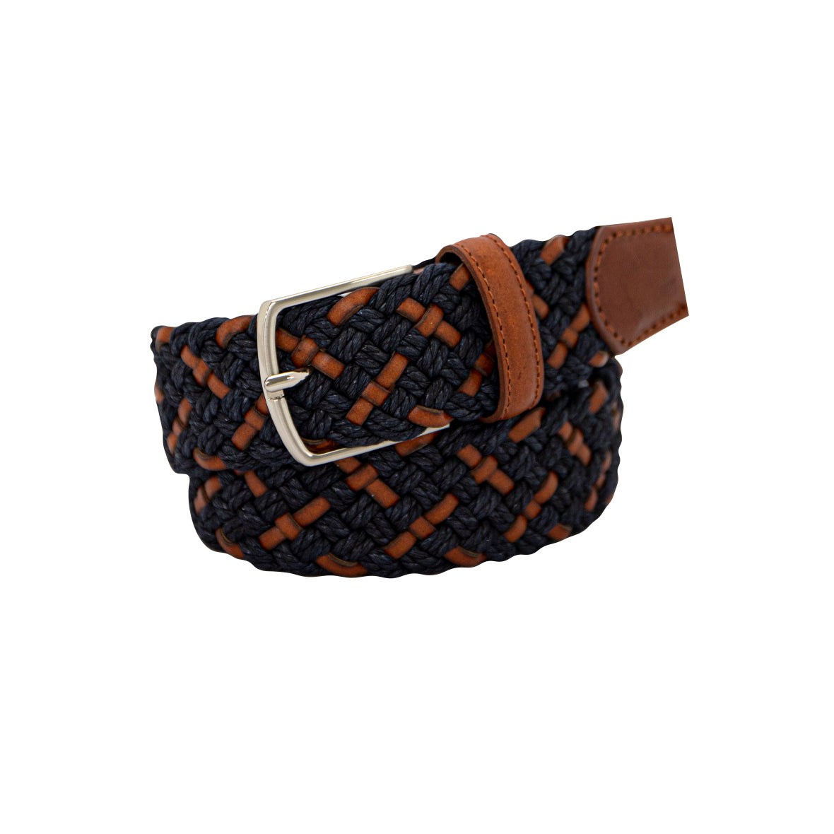 Buckle Monterey Plaited Belt Navy/Tan