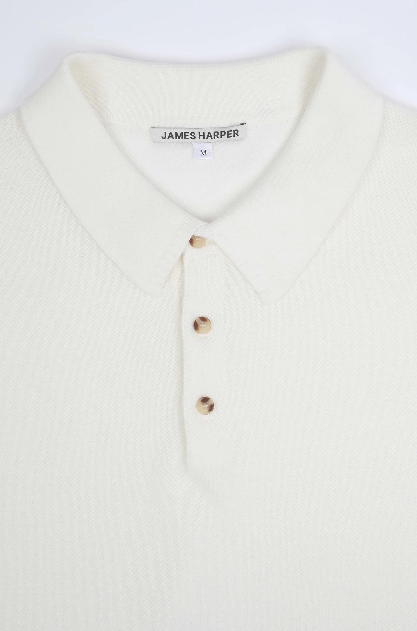 WHITE KNIT POLO SHIRT – JAMES HARPER