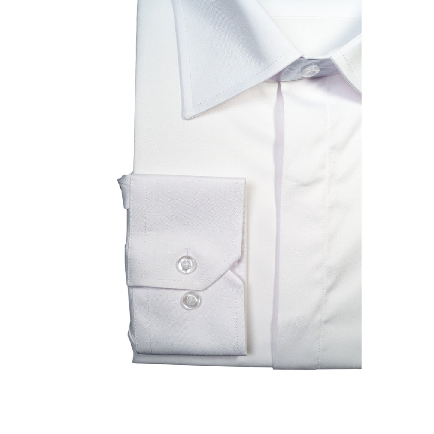 WHITE TUX SHIRT – HIDDEN BUTTON FRONT