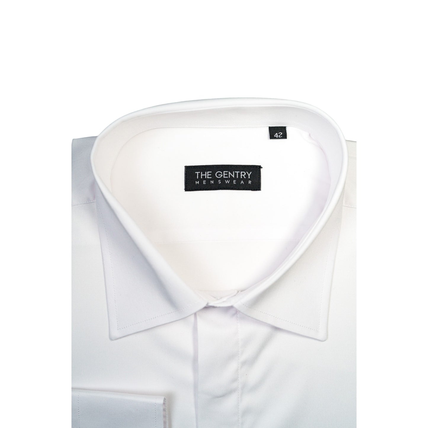 WHITE TUX SHIRT – HIDDEN BUTTON FRONT