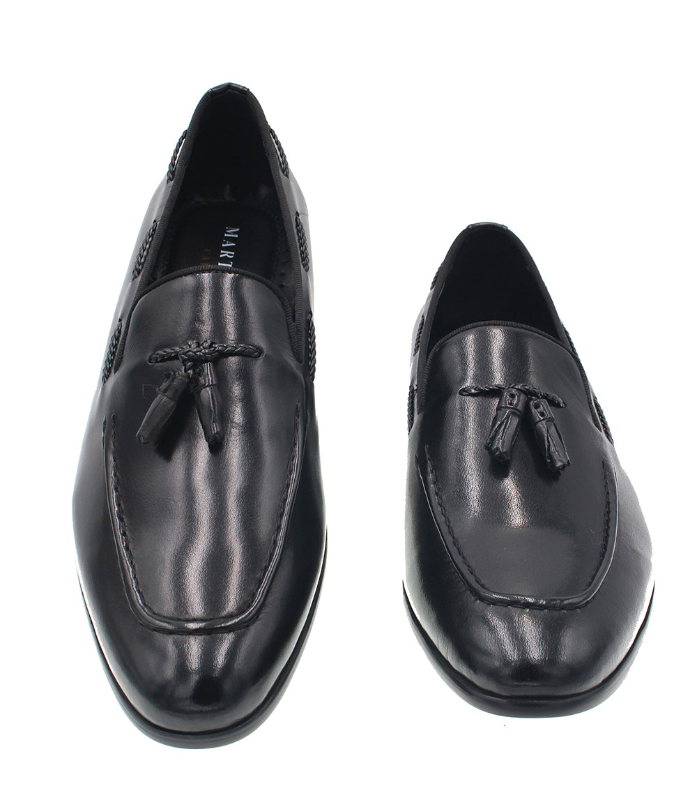 MARTINO BLACK LEATHER SHOE WITH TASSEL
