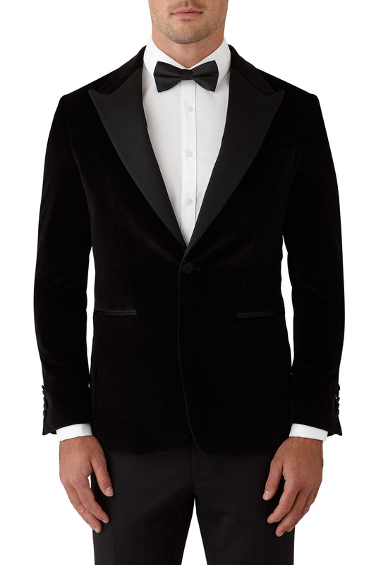 TGM SLIM FIT BARLOW VELVET JACKET - BLACK