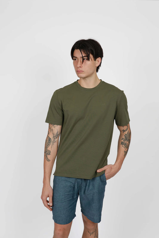 KHAKI CREW NECK TEE – JAMES HARPER