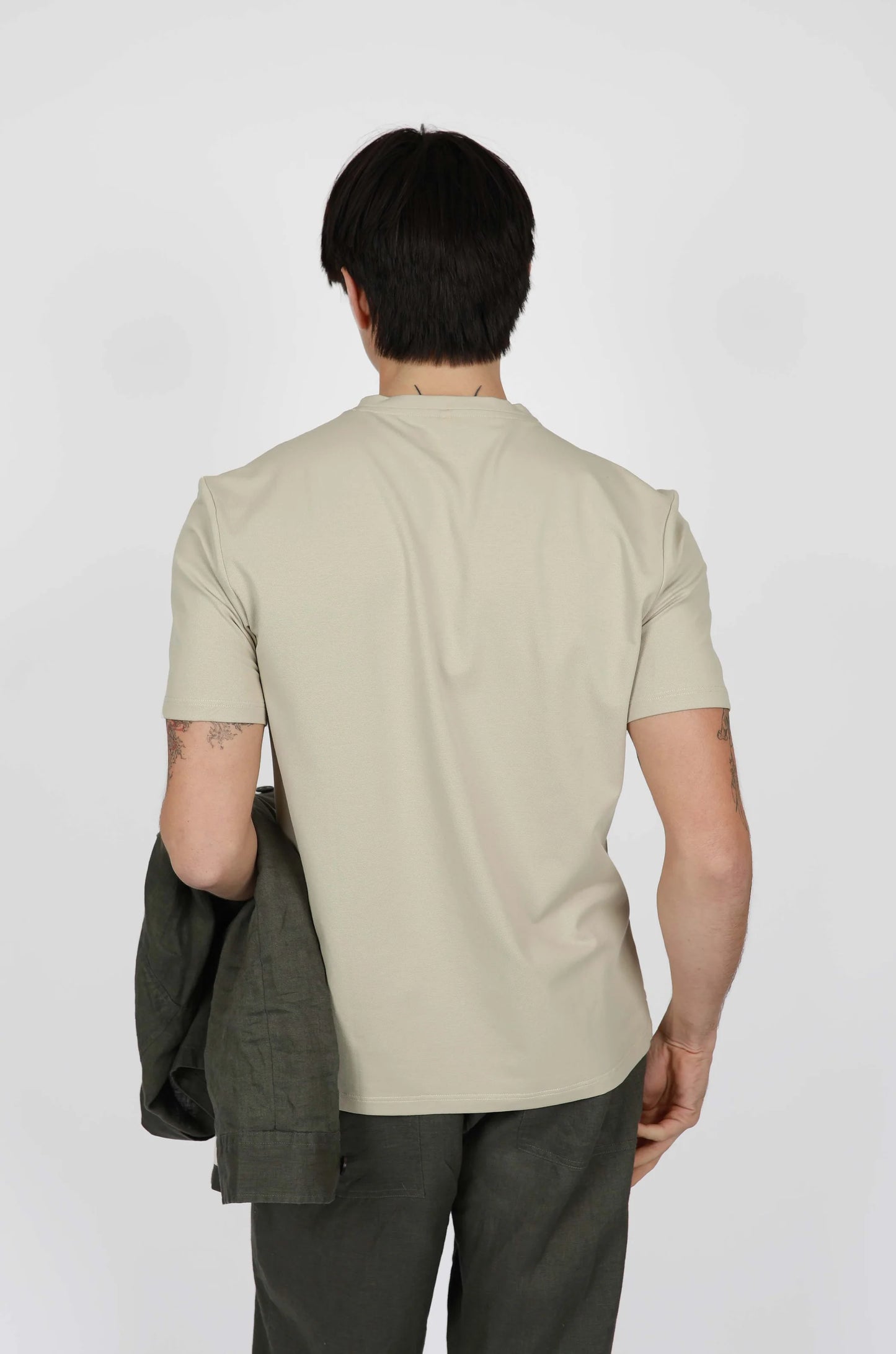 BEIGE CREW NECK TEE – JAMES HARPER