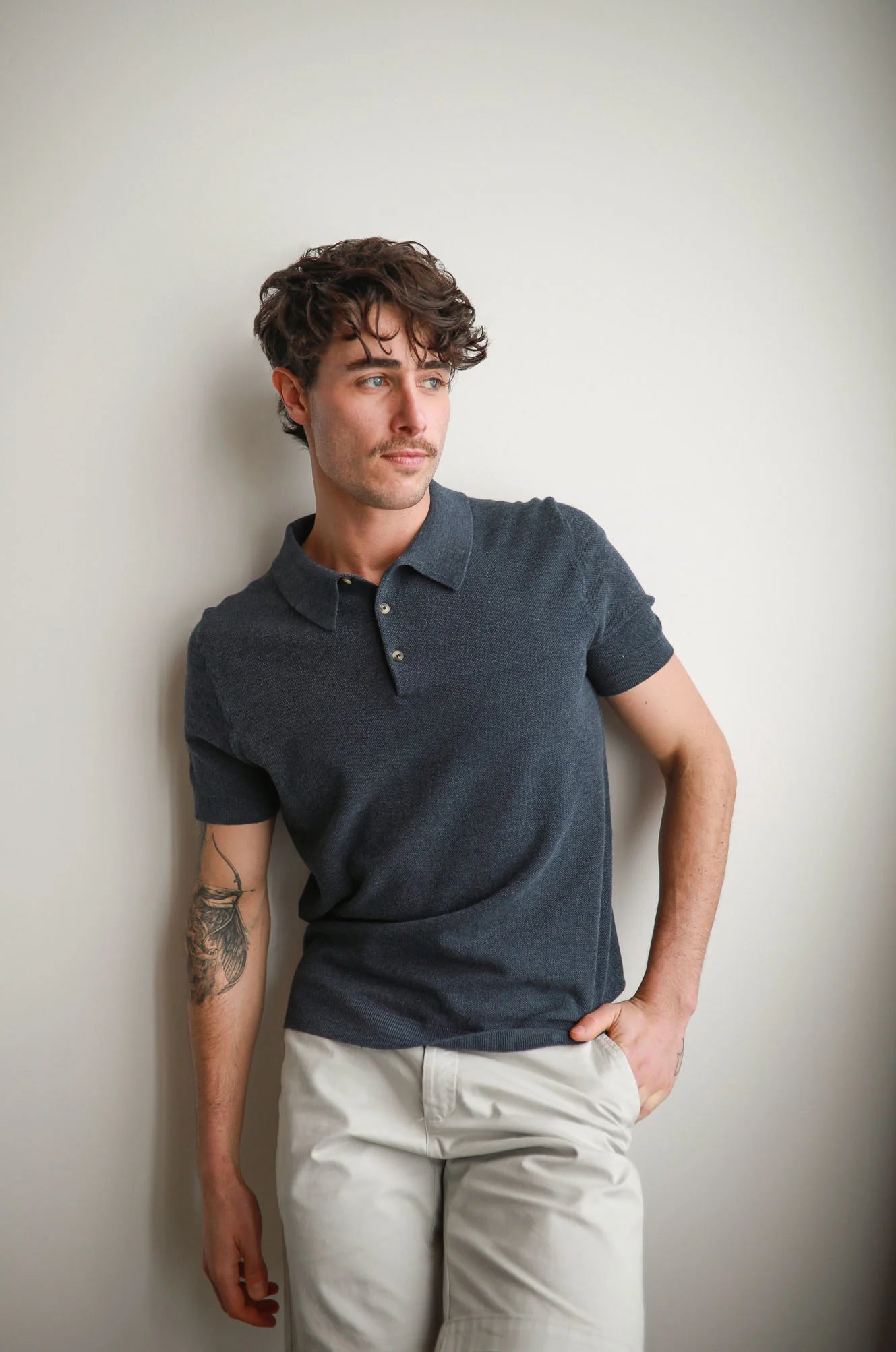 NAVY KNIT POLO SHIRT – JAMES HARPER