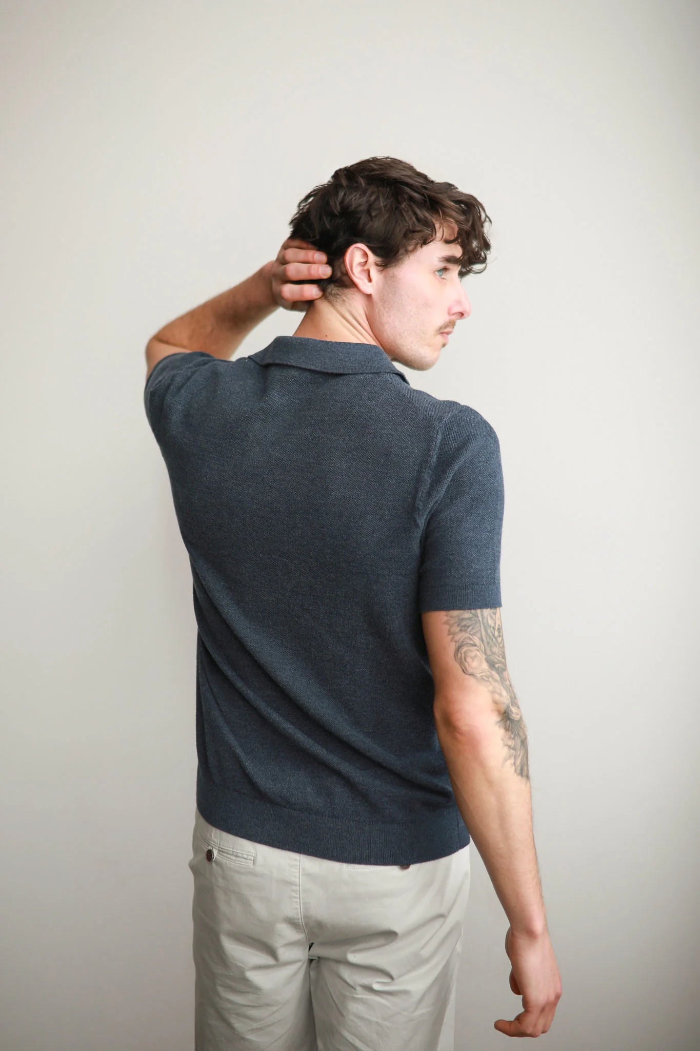 NAVY KNIT POLO SHIRT – JAMES HARPER