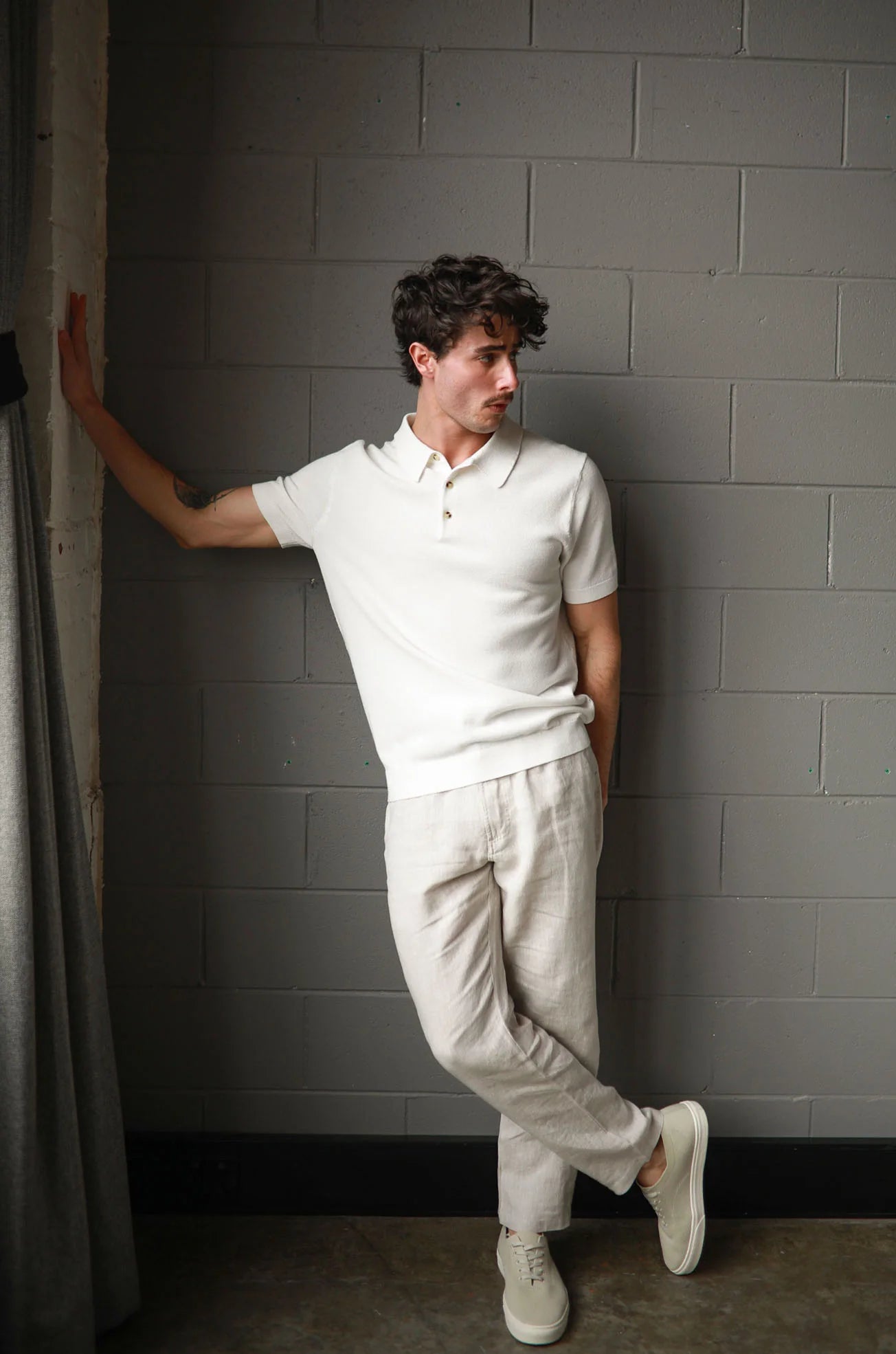 WHITE KNIT POLO SHIRT – JAMES HARPER