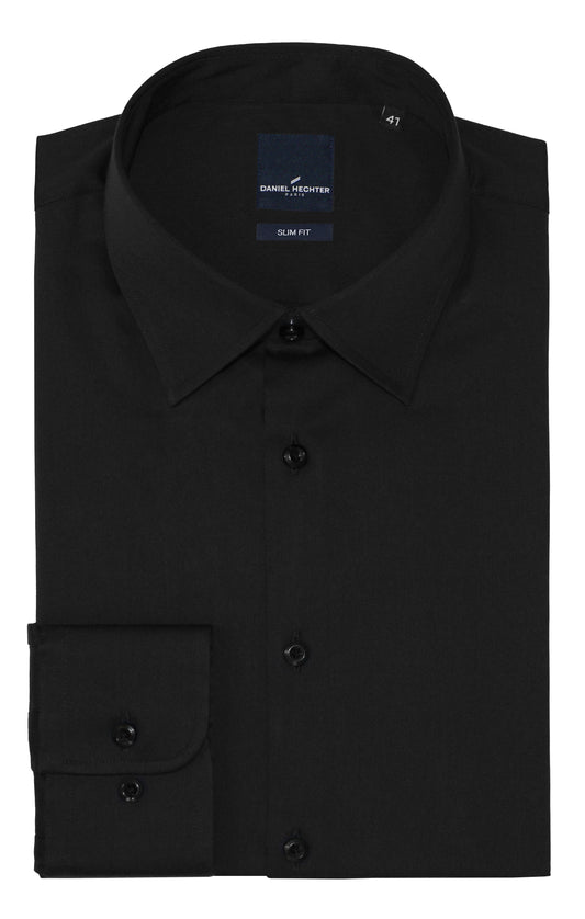 DANIEL HECHTER SLIM FIT FRANCO BLACK BUSINESS SHIRT