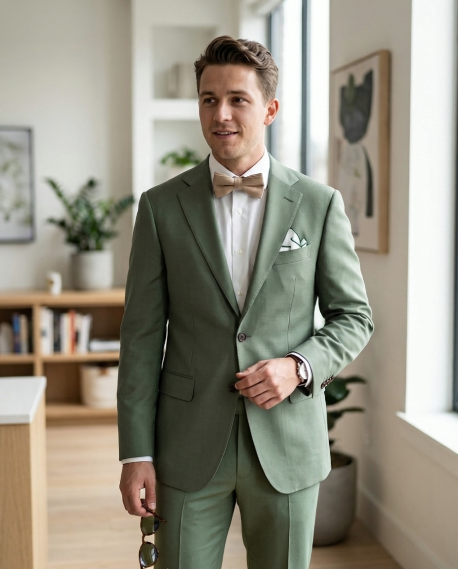 TGM Signature Collection | Sage Green Pure Wool Suit