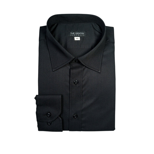 CLASSIC BLACK SHIRT – TAILORED FIT WITH ITALIAN COLLAR