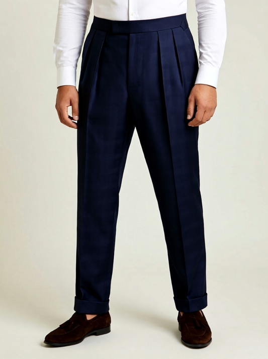 wool double pleat italian trousers