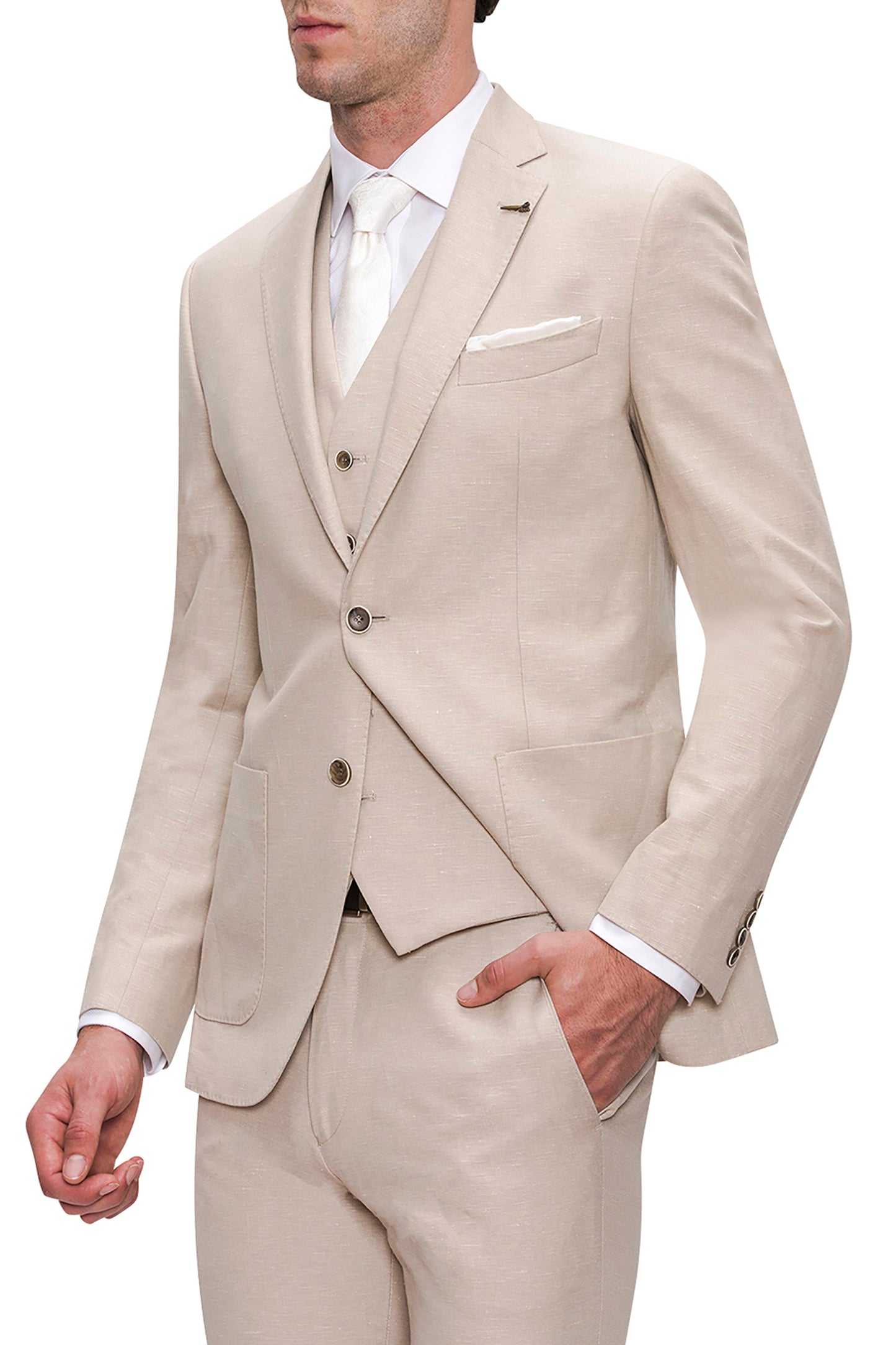 JOE BLACK QUEST SLIM FIT SAND LINEN SUIT