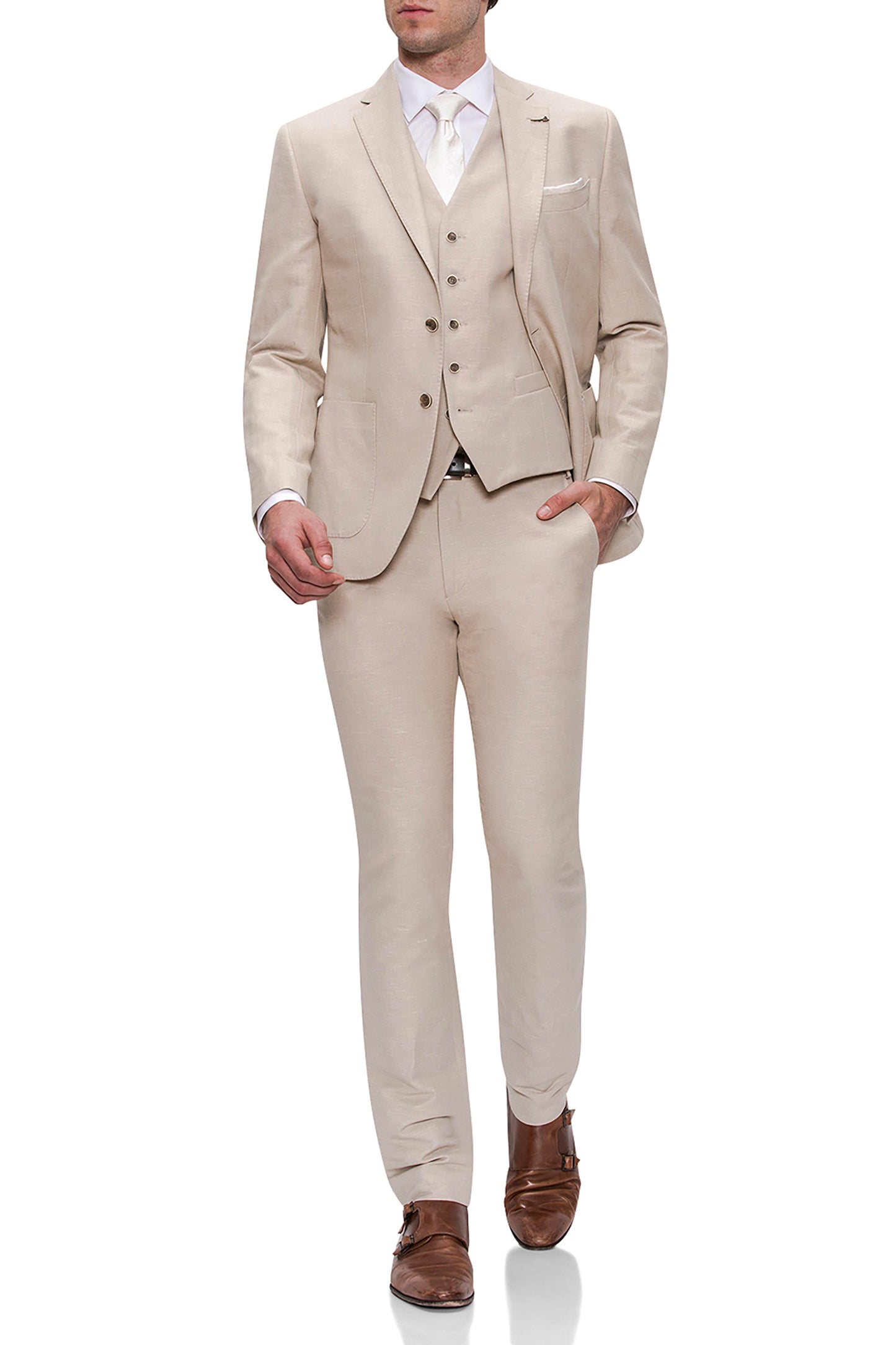 JOE BLACK QUEST SLIM FIT SAND LINEN SUIT