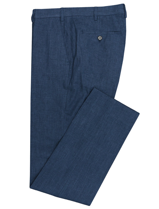 DANIEL HECHTER EDWARD LINEN BLUE TROUSERS